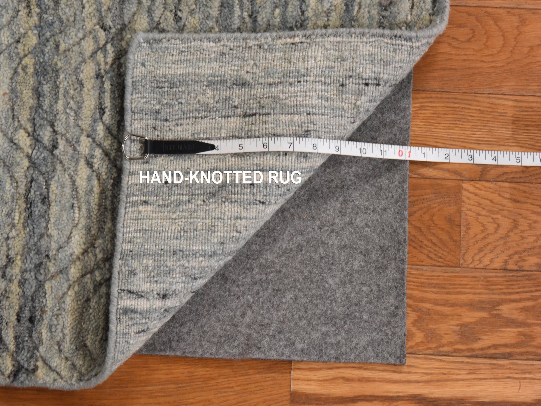 2'6"x7'10" Baby Blue, Variegated Textured Design, Hand Loomed, Pure Wool, Modern, Runner, Oriental Rug HR78956 - Image 5