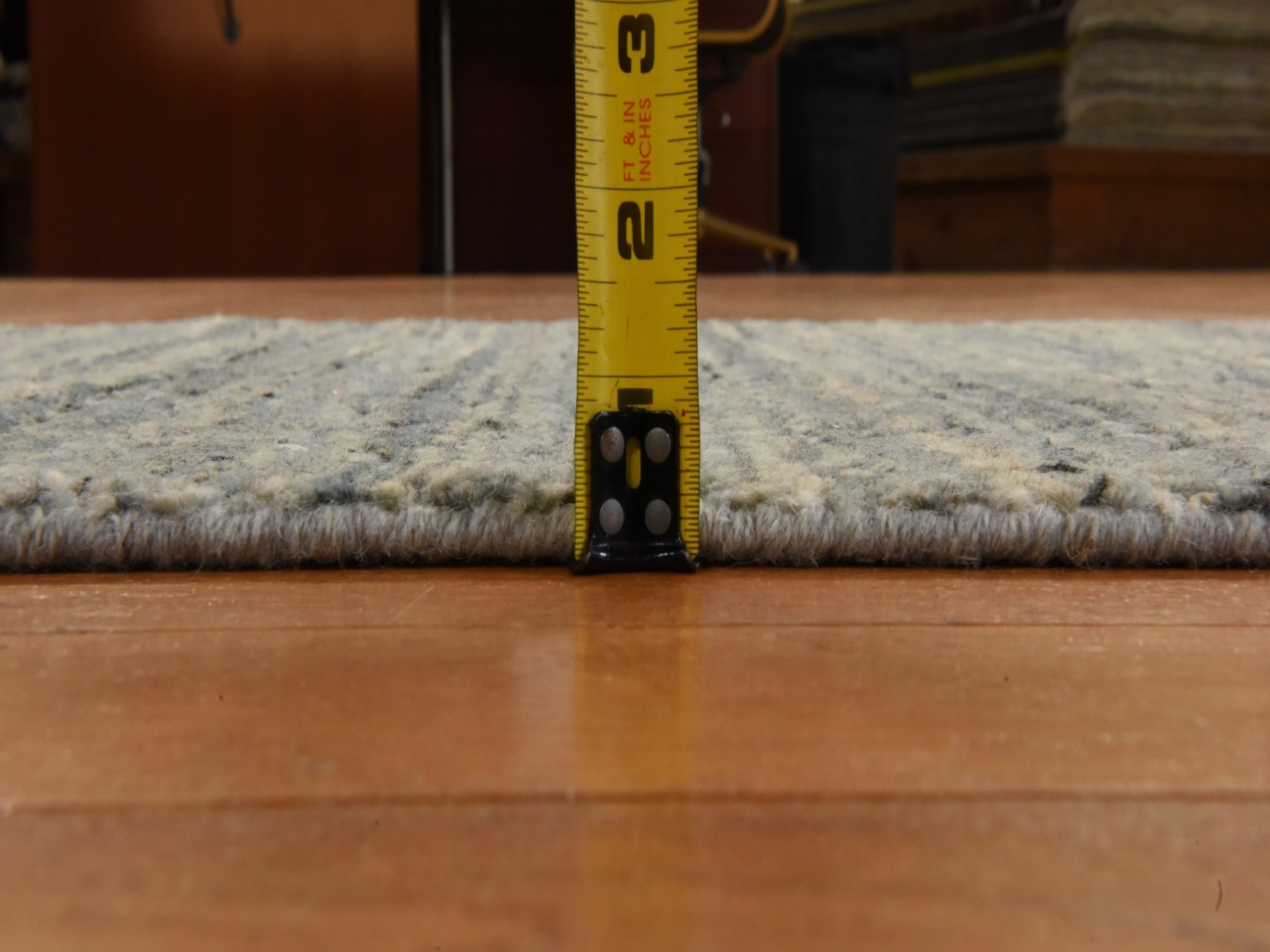 2'6"x7'10" Baby Blue, Variegated Textured Design, Hand Loomed, Pure Wool, Modern, Runner, Oriental Rug HR78956 - Image 6