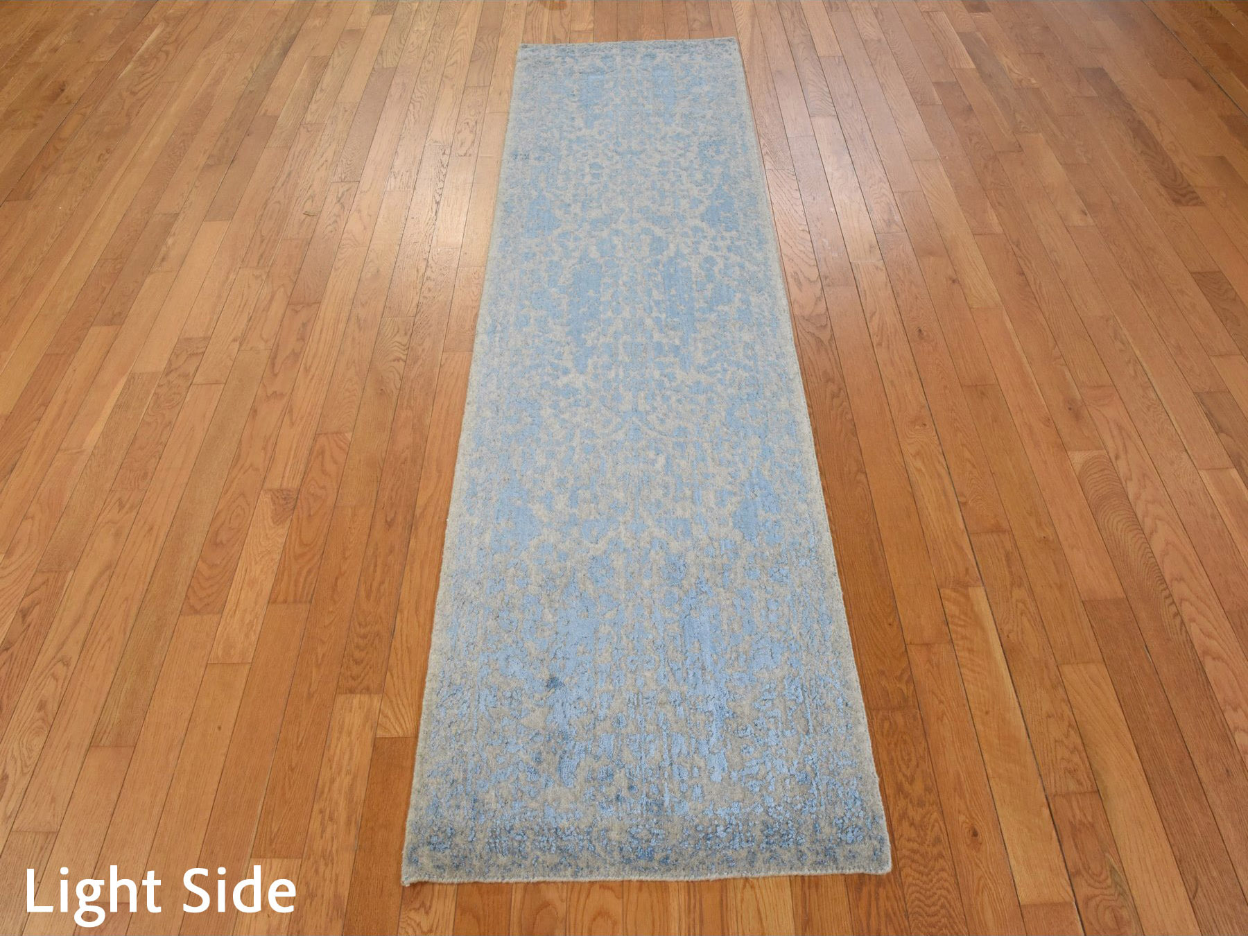 2'5"x8' Beau Blue, Broken Cypress Tree Design, Wool and Art Silk, Hand Loomed, Thick and Plush, Runner, Oriental Rug HR78967 - Image 2