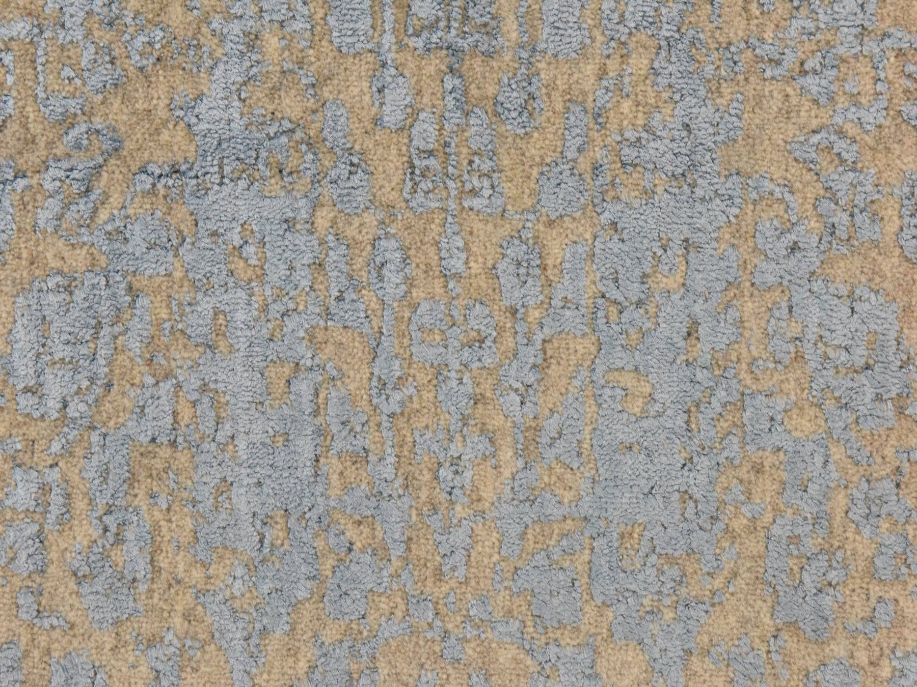 2'5"x8' Beau Blue, Broken Cypress Tree Design, Wool and Art Silk, Hand Loomed, Thick and Plush, Runner, Oriental Rug HR78967 - Image 3