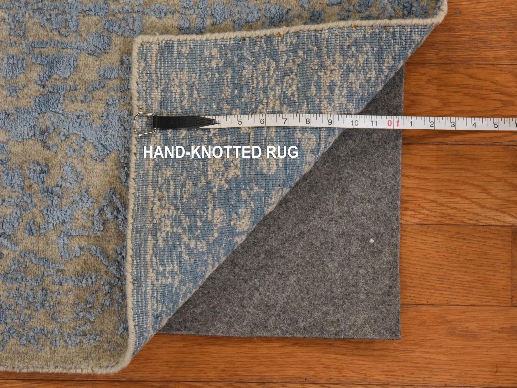 2'5"x8' Beau Blue, Broken Cypress Tree Design, Wool and Art Silk, Hand Loomed, Thick and Plush, Runner, Oriental Rug HR78967 - Image 4