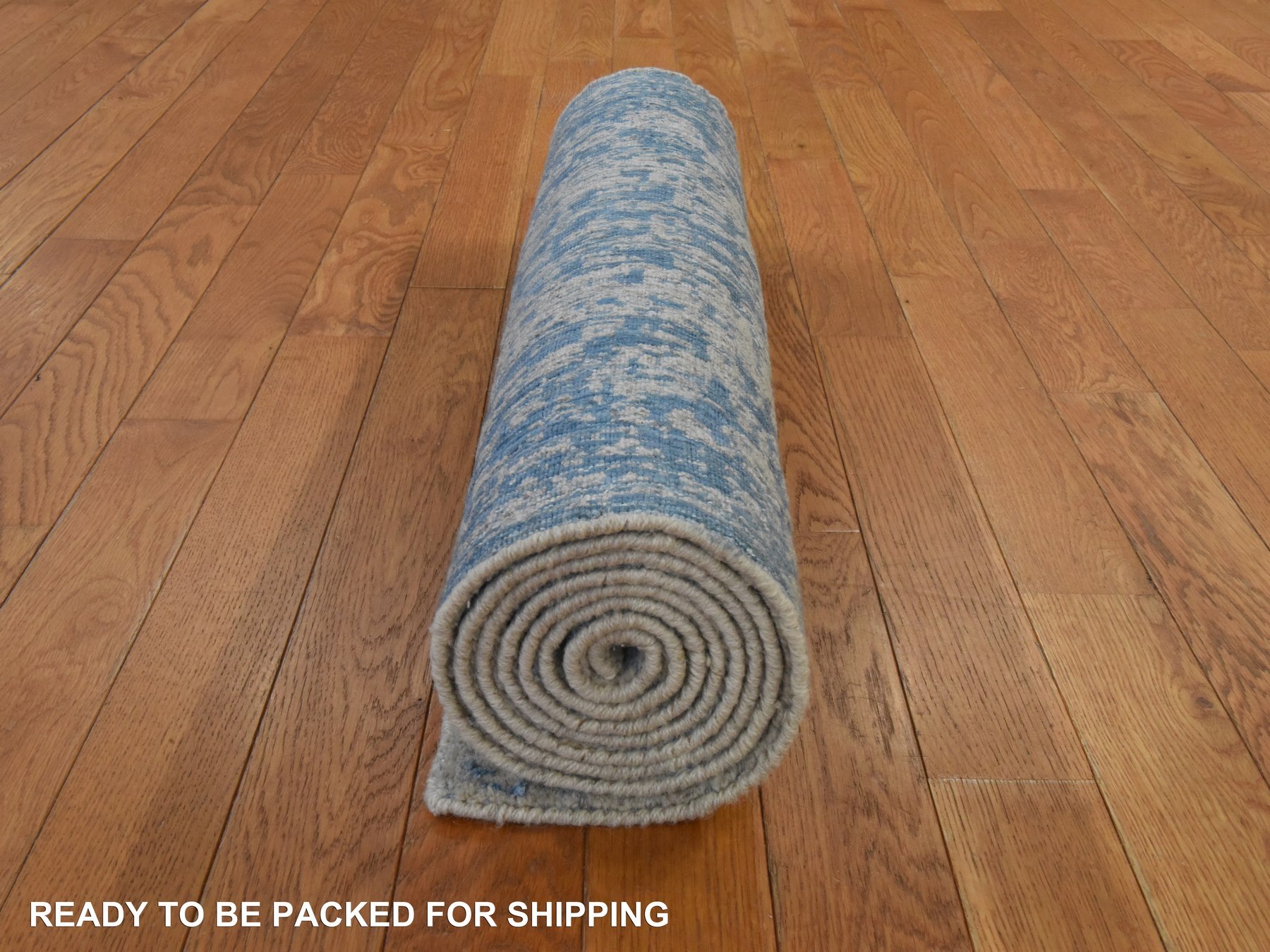 2'5"x8' Beau Blue, Broken Cypress Tree Design, Wool and Art Silk, Hand Loomed, Thick and Plush, Runner, Oriental Rug HR78967 - Image 7