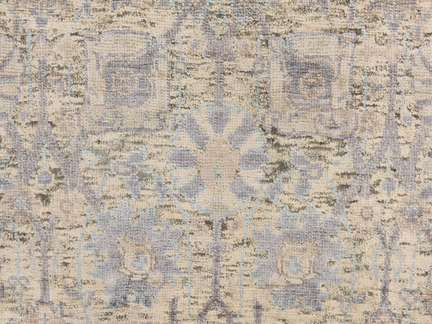 2'6"x6'2" Ivory, Tabriz Vase and Pomegranate Design, Hand Knotted, Pure Silk, Runner, Oriental Rug HR78972 - Image 3