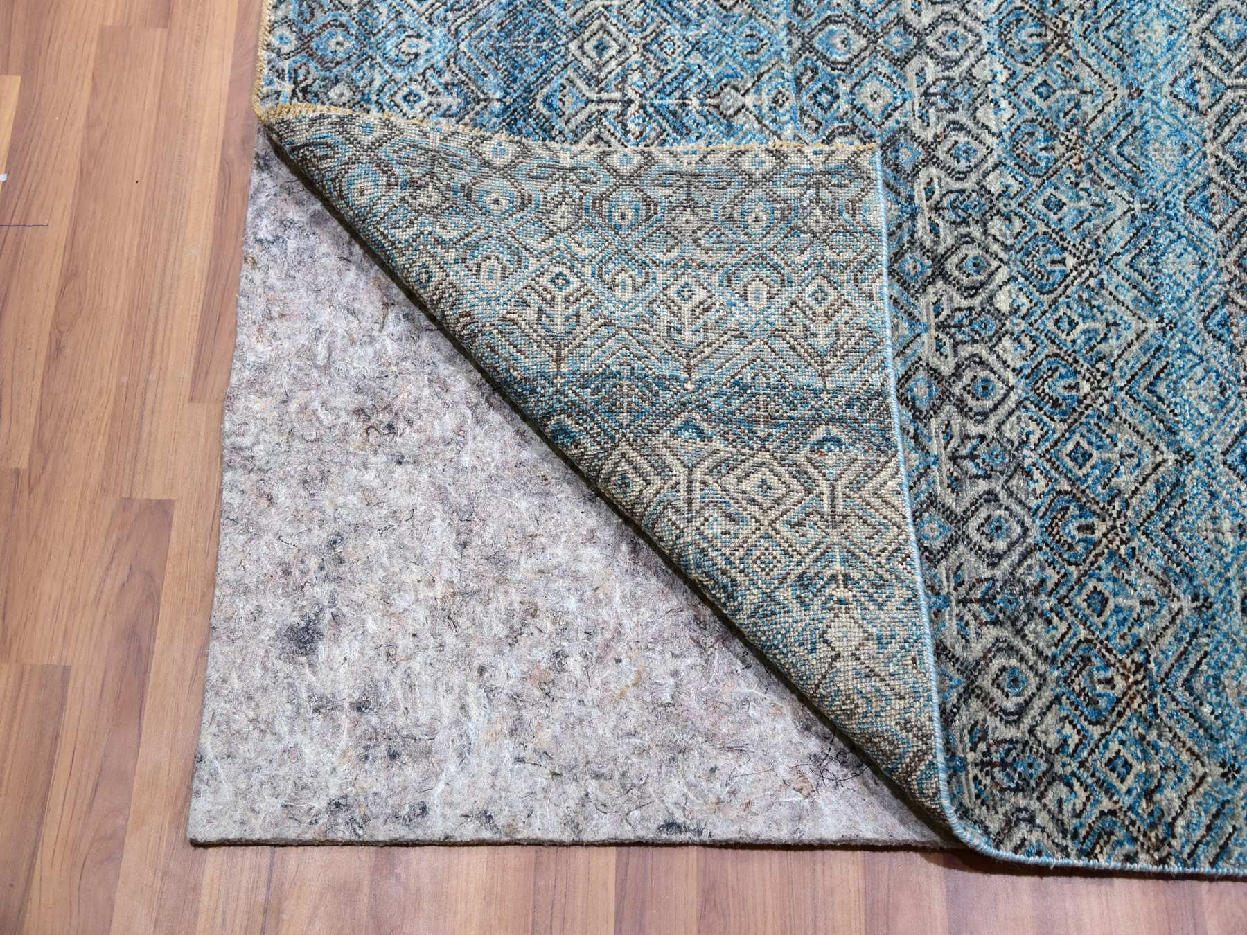 12'x12' Celadon Blue, 100% Plush Wool, Hand Knotted, Kohinoor Herat Small Geometric Repetitive Design, Square Oriental Rug HR79770 - Image 4