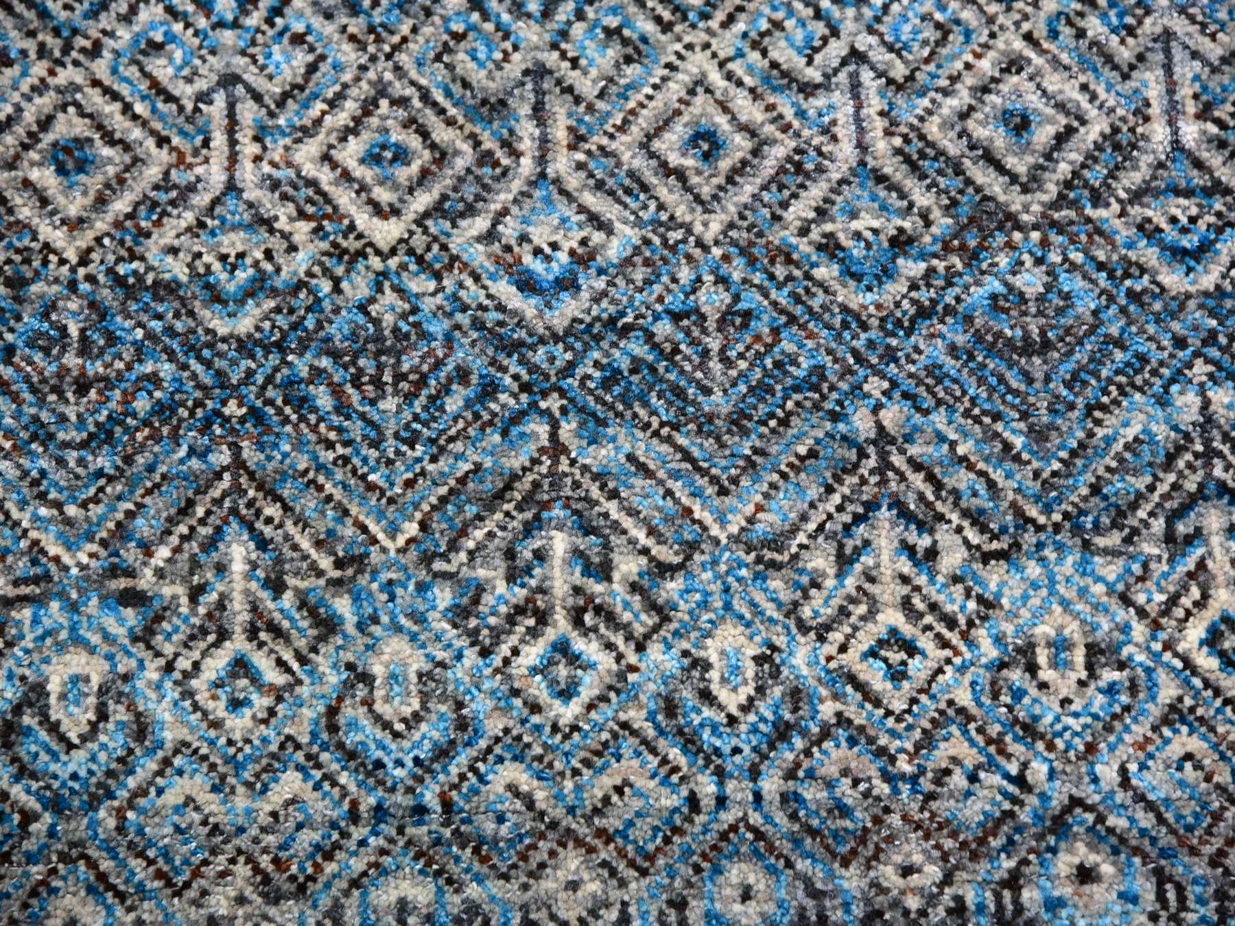 12'x12' Celadon Blue, 100% Plush Wool, Hand Knotted, Kohinoor Herat Small Geometric Repetitive Design, Square Oriental Rug HR79770 - Image 8