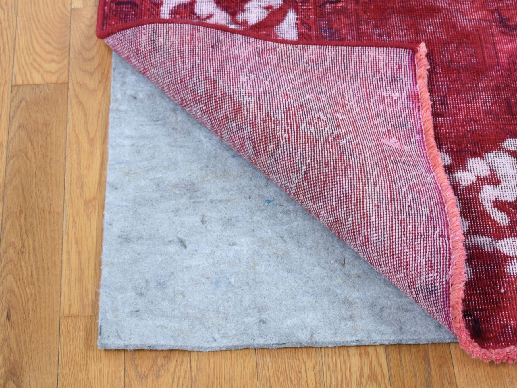8'2"x11'1" Crimson Red, Overdyed Vintage Persian Tabriz Barjasta Design, Pure Wool Hand Knotted, Oriental Rug HR80678 - Image 4