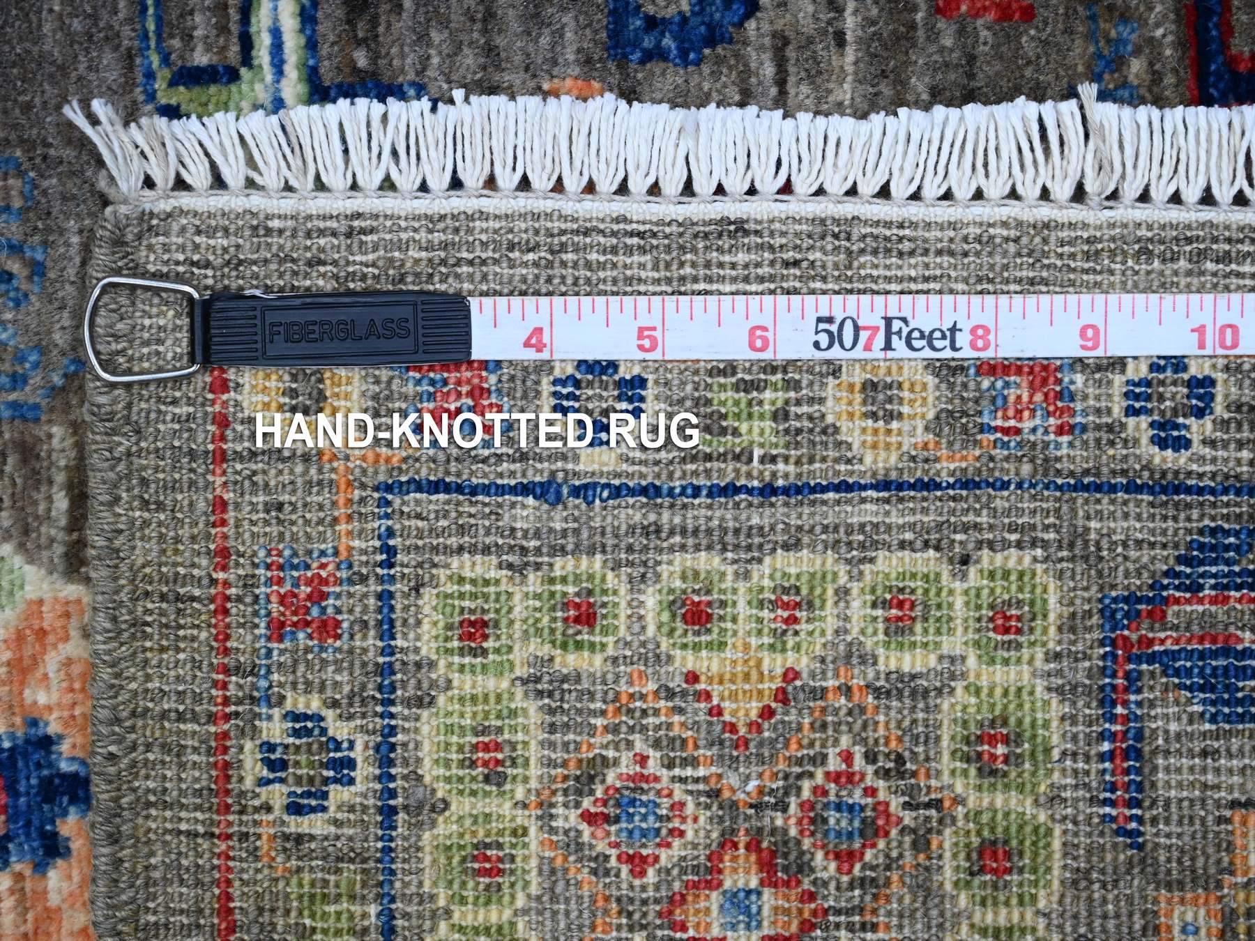 4'x16'1" Corporate Gray, Aryana Collection, Natural Dyes, Extra Soft Wool, Ziegler Mahal All Over Colorful Design, Hand Knotted, Wide Runner Oriental Rug HR89669 - Image 6