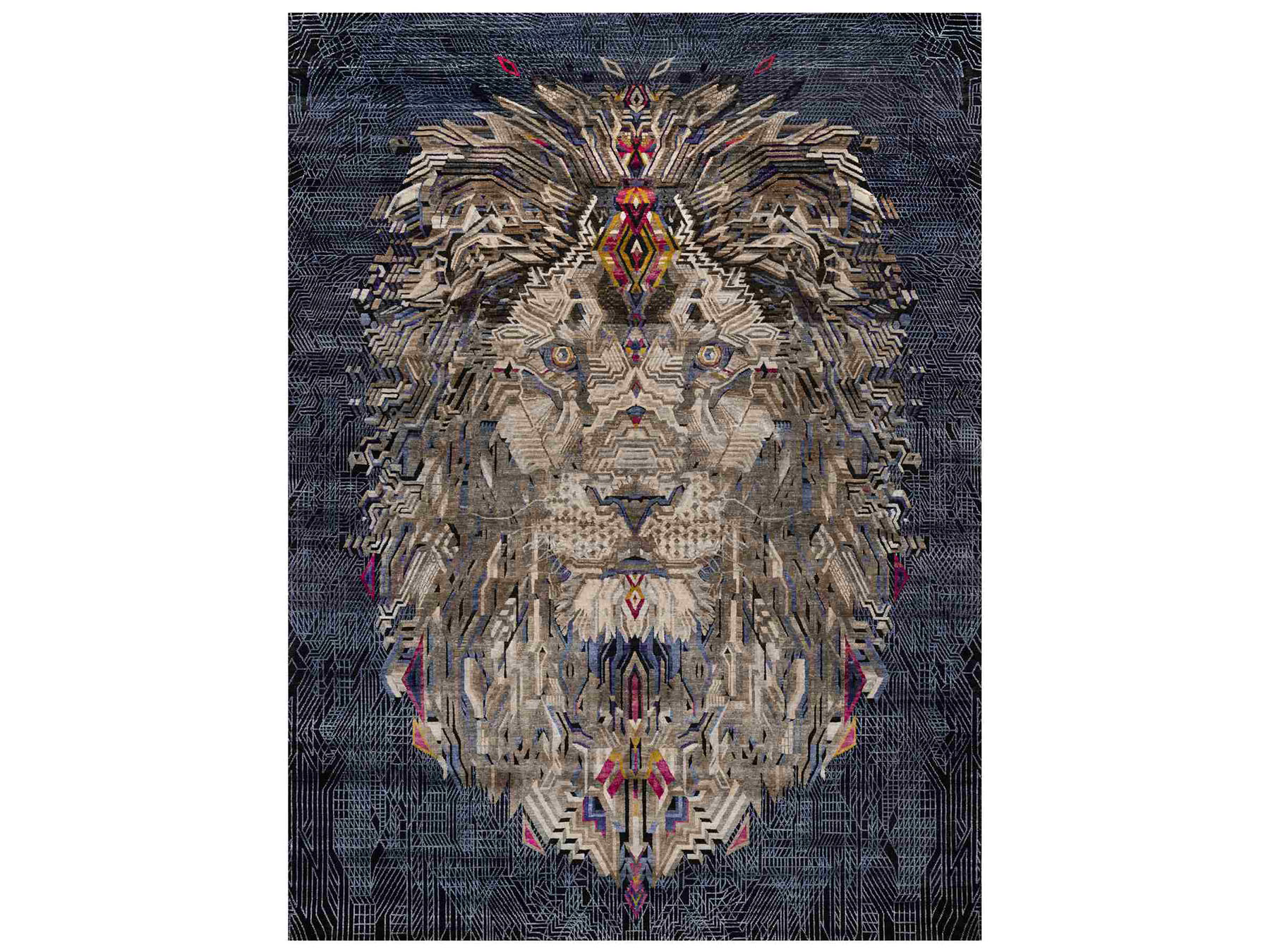 9'1"x12'2" Jade Black with Brown, The Maharaja Lion Novelty, Wool and Silk, Soft to the Touch, Hand Knotted, Oriental Rug HR91172