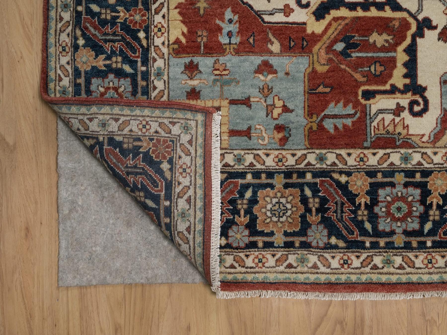 8'x10'1" Auburn Red, Antiqued Fine Heriz Re-Creation, Medallion Design, Denser Weave, Vegetable Dyes, Hand Spun New Zealand Wool, Hand Knotted, Oriental Rug HR92411 - Image 4