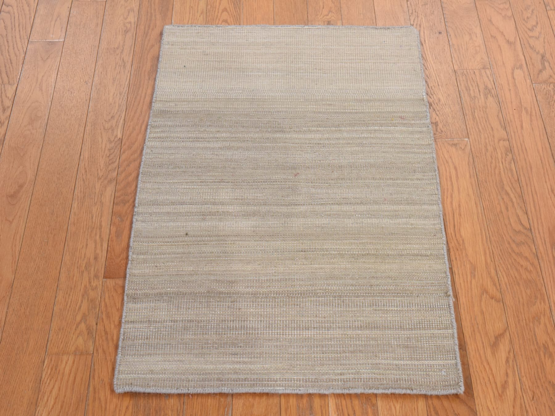 2'x3' Khaki Brown, Double Ply Plain Field Design, Flat Weave, Hand Woven, 100% Wool, Textured, Mat, Sample, Oriental Rug HR25006 - Image 2