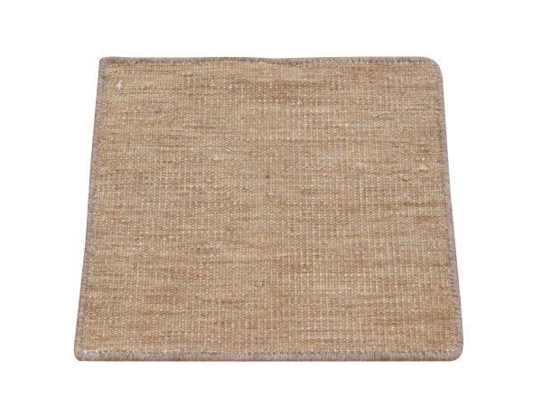 1'x1' Khaki Brown, Double Wefted Durie Kilim, Flat Weave, Hand Woven, 100% Wool, Sample, Mat, Square, Oriental Rug HR25009