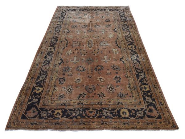 5'4"x8'10" Amber Brown, Antique Turkish Isparta, Clear and Soft, Even Pile, Good Condition, Hand Knotted, 100% Wool, Oriental Rug HR25011