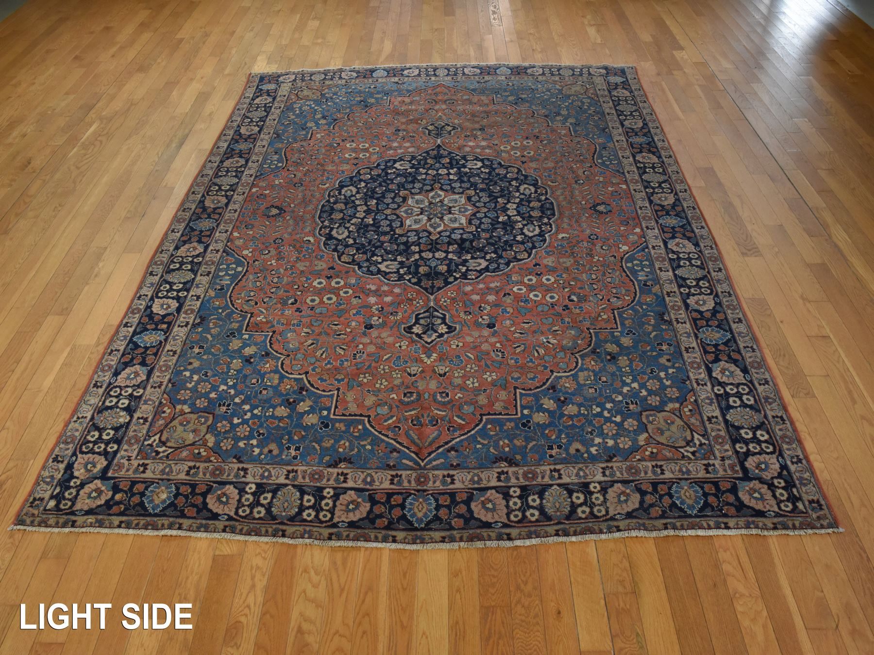 8'x10'3" Cinnamon Red, Antique Persian Tabriz with Flower Medallion, Even Wear, Clean, Sides and Ends Professionally Secured, 100% Wool, Hand Knotted, Oriental Rug HR78974 - Image 3