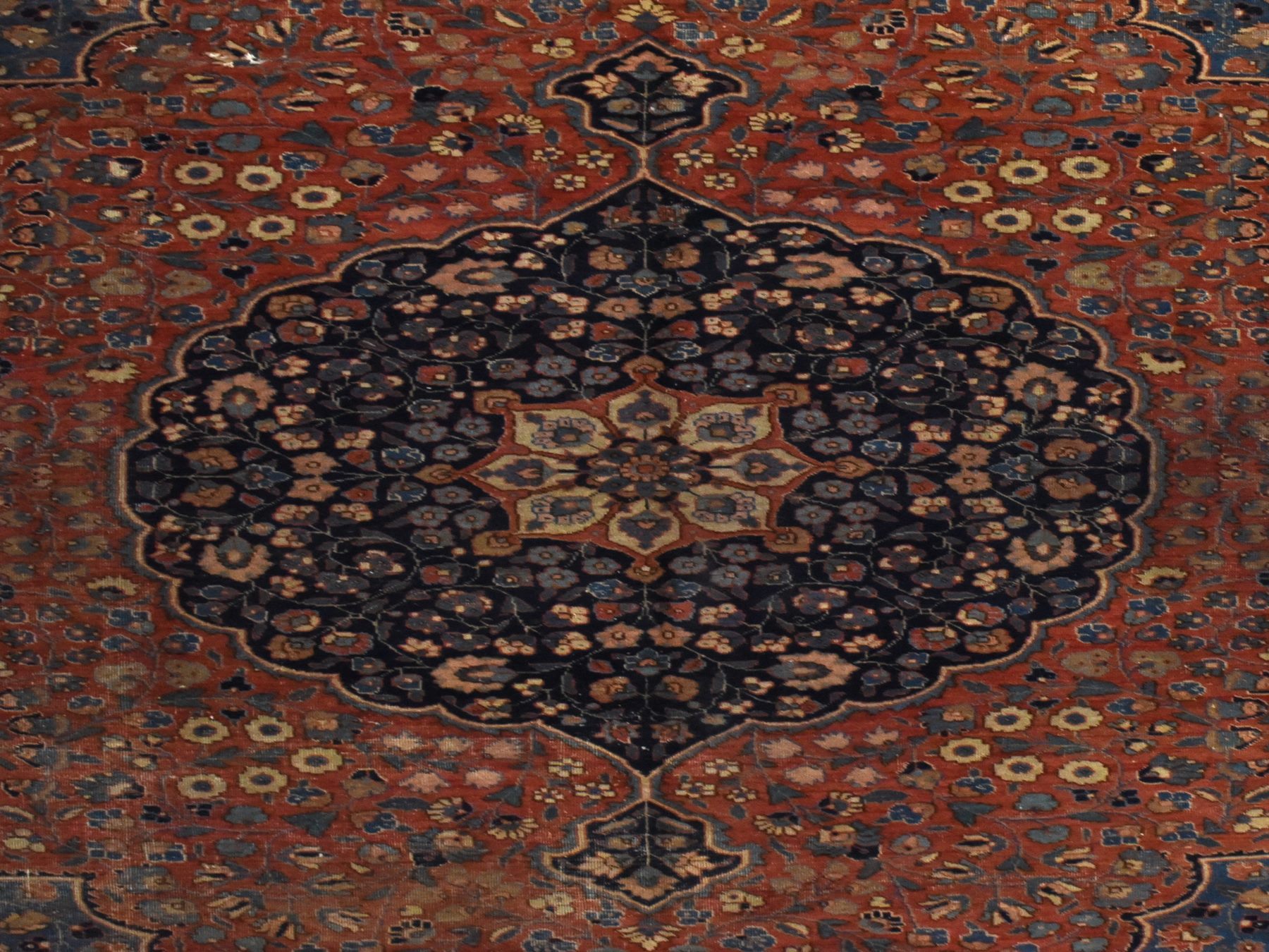 8'x10'3" Cinnamon Red, Antique Persian Tabriz with Flower Medallion, Even Wear, Clean, Sides and Ends Professionally Secured, 100% Wool, Hand Knotted, Oriental Rug HR78974 - Image 5
