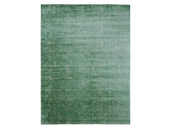 8'9"x11'10" Mint Green, Contemporary Design, Densely Woven, Persian Knot, Silk with Textured Wool Pile, Tone on Tone, Hand Knotted, Oriental Rug HR83281