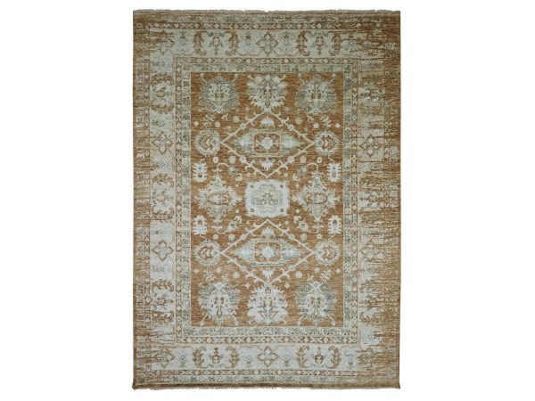 8'9"x12'4" Rust Orange, Heriz All Over Design with Soft Colors, Hand Knotted, 100% Wool, Oriental Rug HR83305