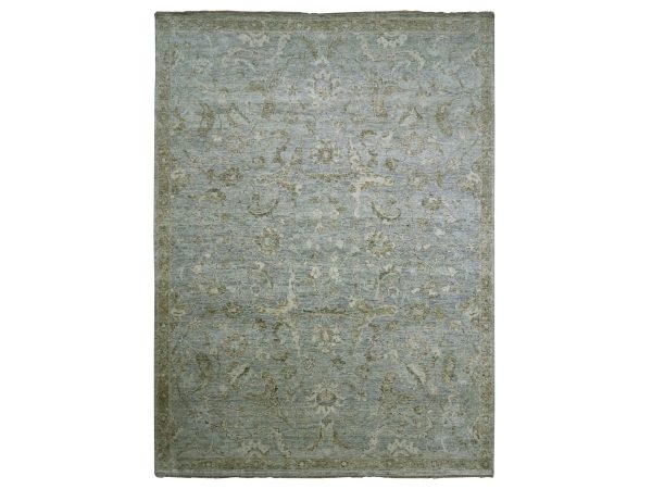 9'x12' Misty Gray, Oushak with All Over Design, Hand Knotted, 100% Wool, Denser Weave, Oriental Rug HR83309