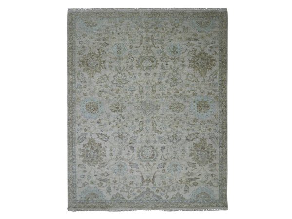 8'x10' Pearl White, Ziegler Mahal Design, Hand Knotted, 100% Wool, Denser Weave, Oriental Rug HR83315