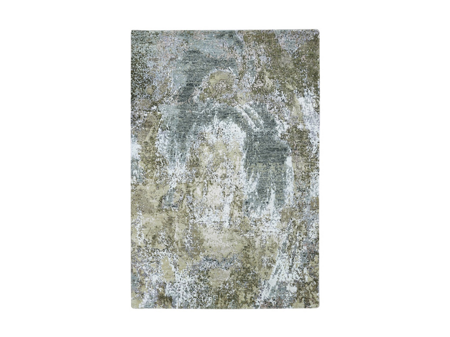 4'x6' Light Brown with Gray, Densely Woven, Persian Knot, Abstract with Galaxy Design, 100% Wool, Hand Knotted, Oriental Rug HR83330
