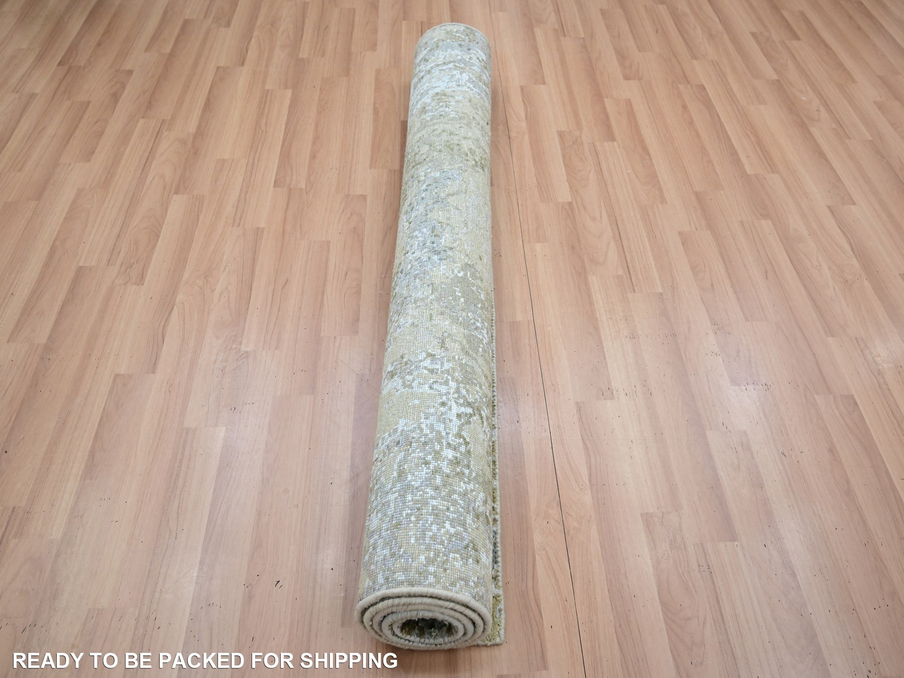 4'x6' Light Brown with Gray, Densely Woven, Persian Knot, Abstract with Galaxy Design, 100% Wool, Hand Knotted, Oriental Rug HR83330 - Image 7