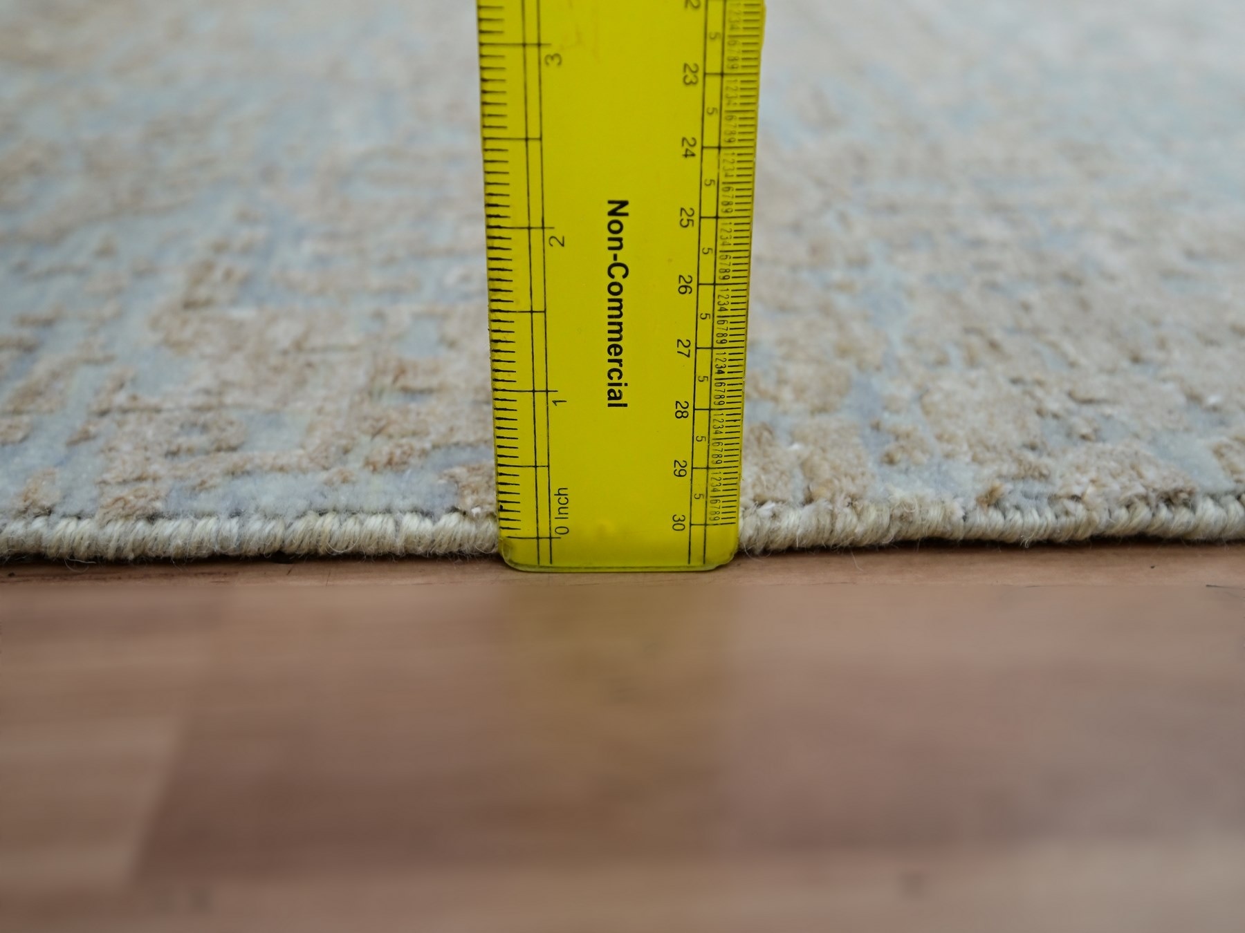 2'5"x12'2" Sand Brown, Contemporary Design, Hand Knotted, Densely Woven, Persian Knot, Silk with Textured Wool Pile, Tone on Tone, Narrow Runner, Oriental Rug HR83345 - Image 5