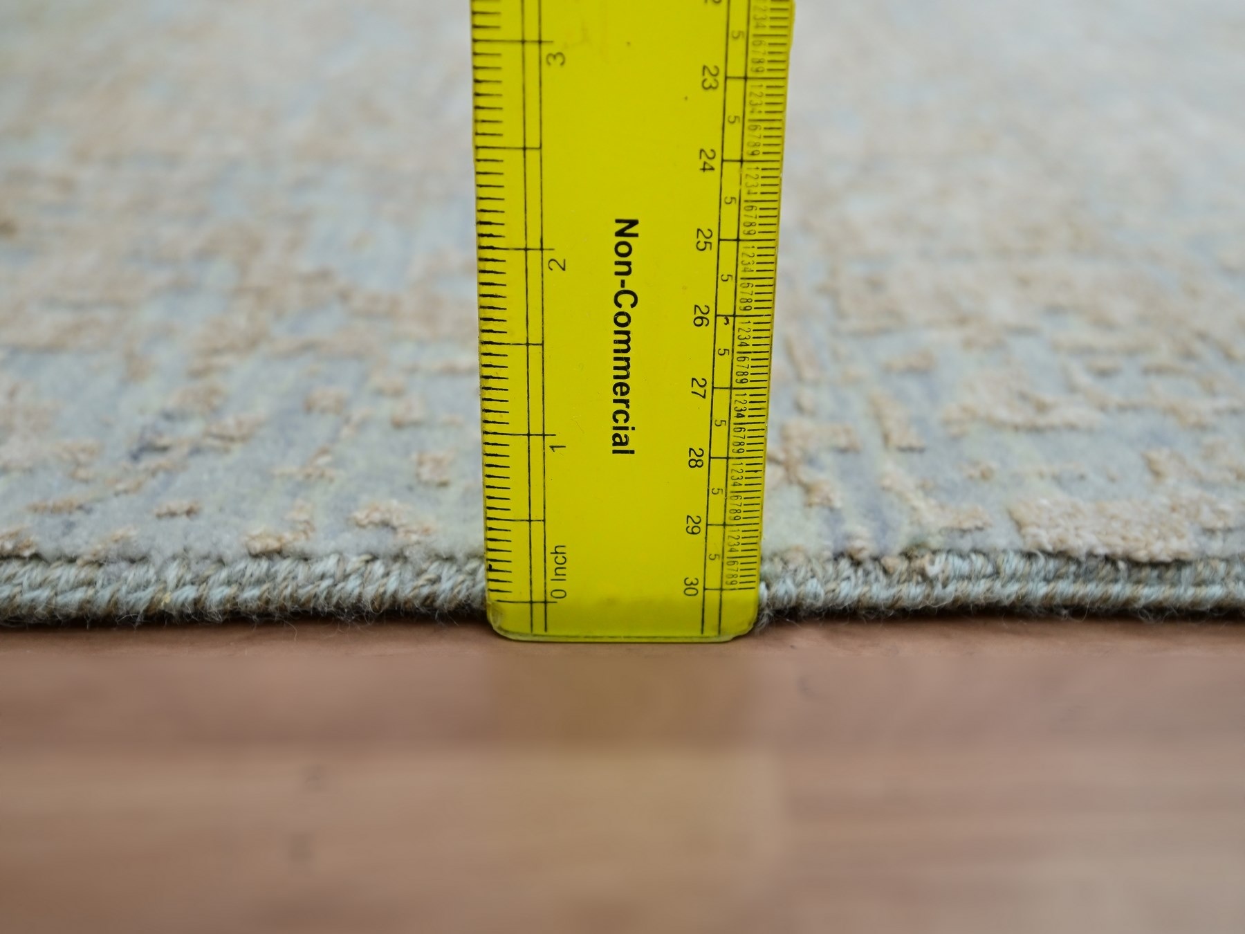 2'6"x12'2" Sand Brown, Contemporary Design, Hand Knotted, Densely Woven, Persian Knot, Silk with Textured Wool Pile, Tone on Tone, Runner, Oriental Rug HR83348 - Image 5
