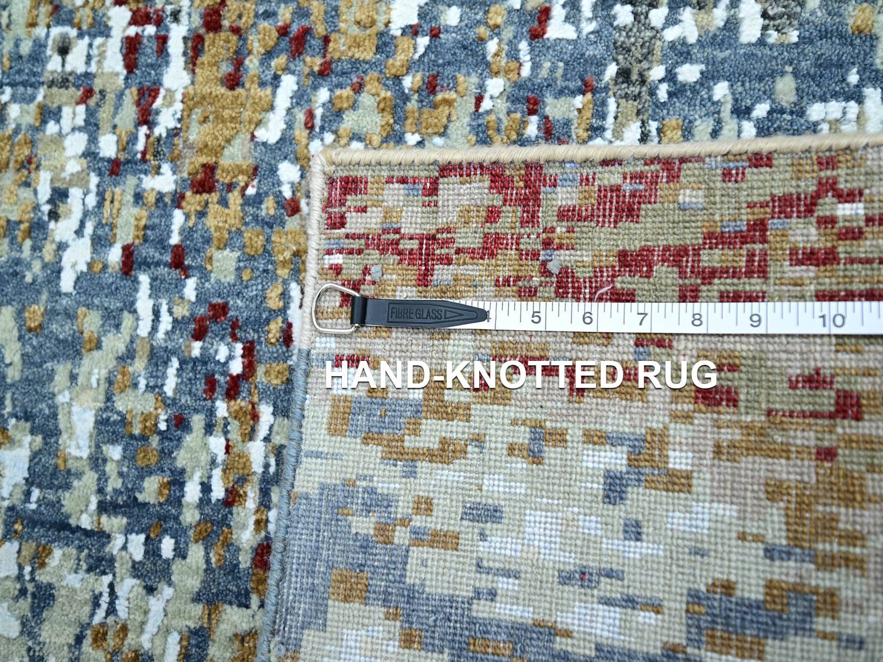 2'6"x12' Aegean Blue, Abstract with Galaxy Design, Hand Knotted, 100% Wool, Persian Knot, Densely Woven, Narrow Runner, Oriental Rug HR83364 - Image 6