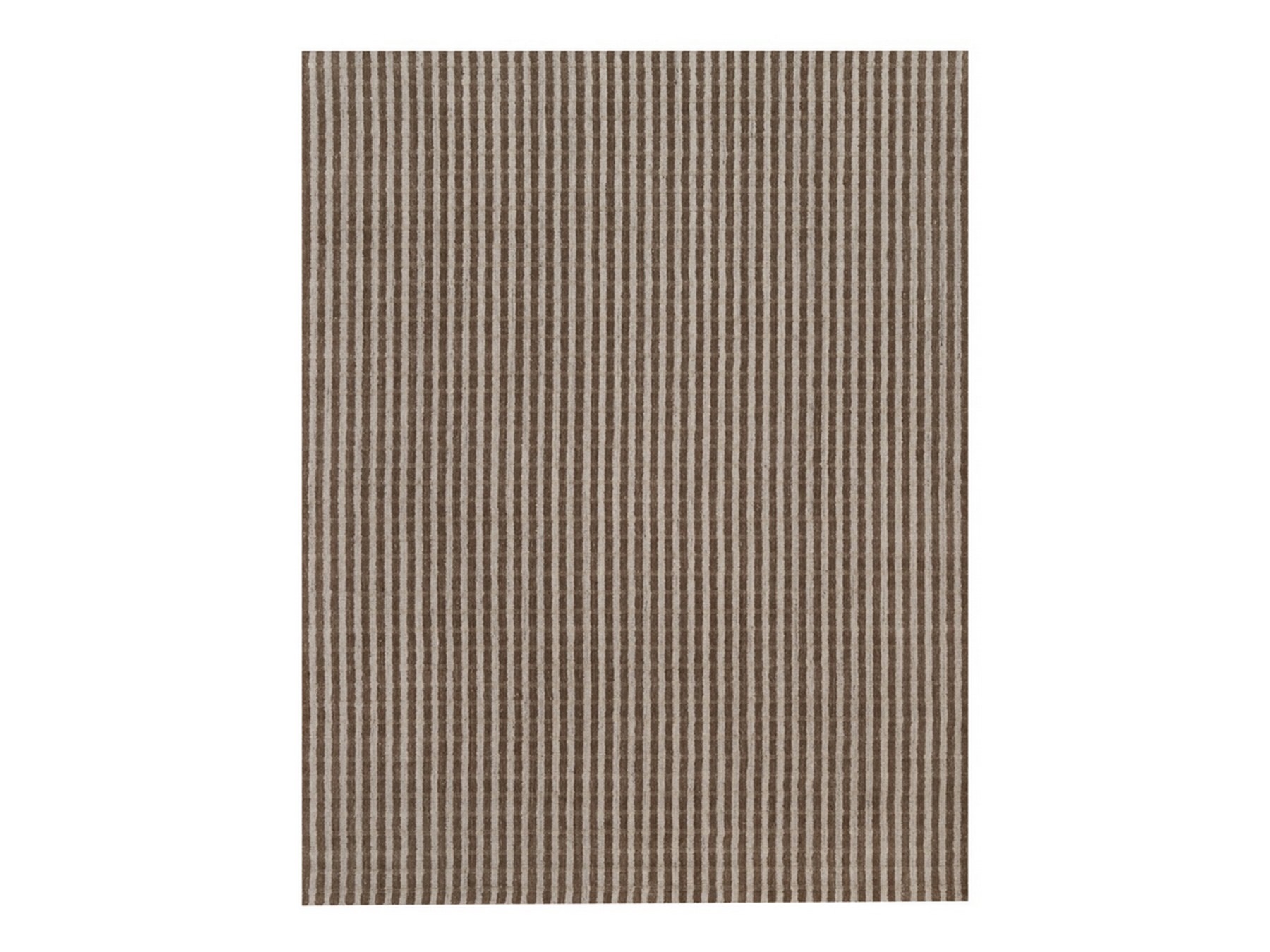 8'x10'3" Tan and Chocolate Brown, Hand Loomed, Undyed Natural Wool, Vertical Stripes Design with Salt and Pepper Effect, Oriental Rug HR92830