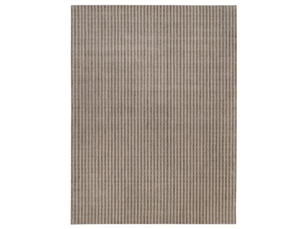 9'x12' Tan and Beaver Brown, Vertical Stripes Design with Salt and Pepper Effect, Hand Loomed, Undyed Natural Wool, Oriental Rug HR92857