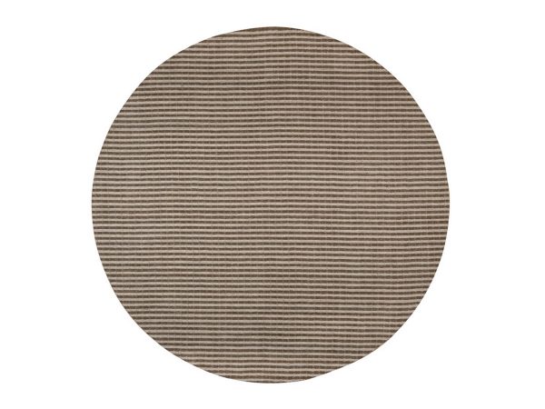 12'x12' Tan and Chocolate Brown, Stripes Design with Salt and Pepper Effect, Hand Loomed, Undyed Natural Wool, Round, Oriental Rug HR92862