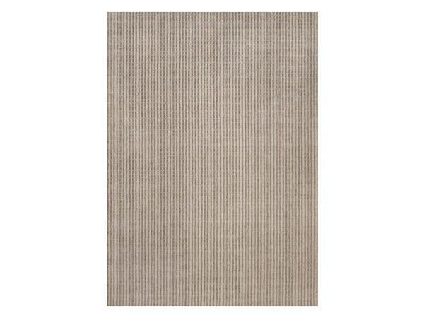 12'x18' Tan and Chocolate Brown, Vertical Stripes Design with Salt and Pepper Effect, Hand Loomed, Undyed Natural Wool, Oversized, XL, Oriental Rug HR92863