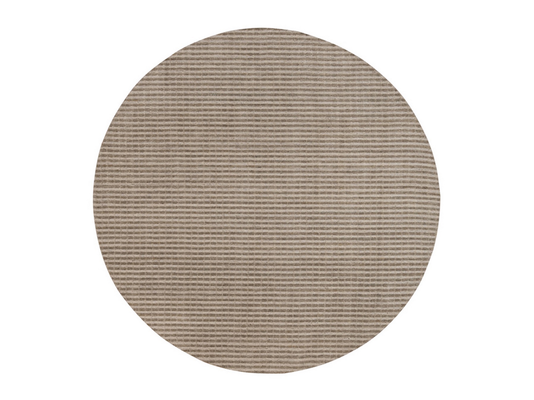 12'x12' Tan and Beaver Brown, Stripes Design with Salt and Pepper Effect, Hand Loomed, Undyed Natural Wool, Round, Oriental Rug HR92868