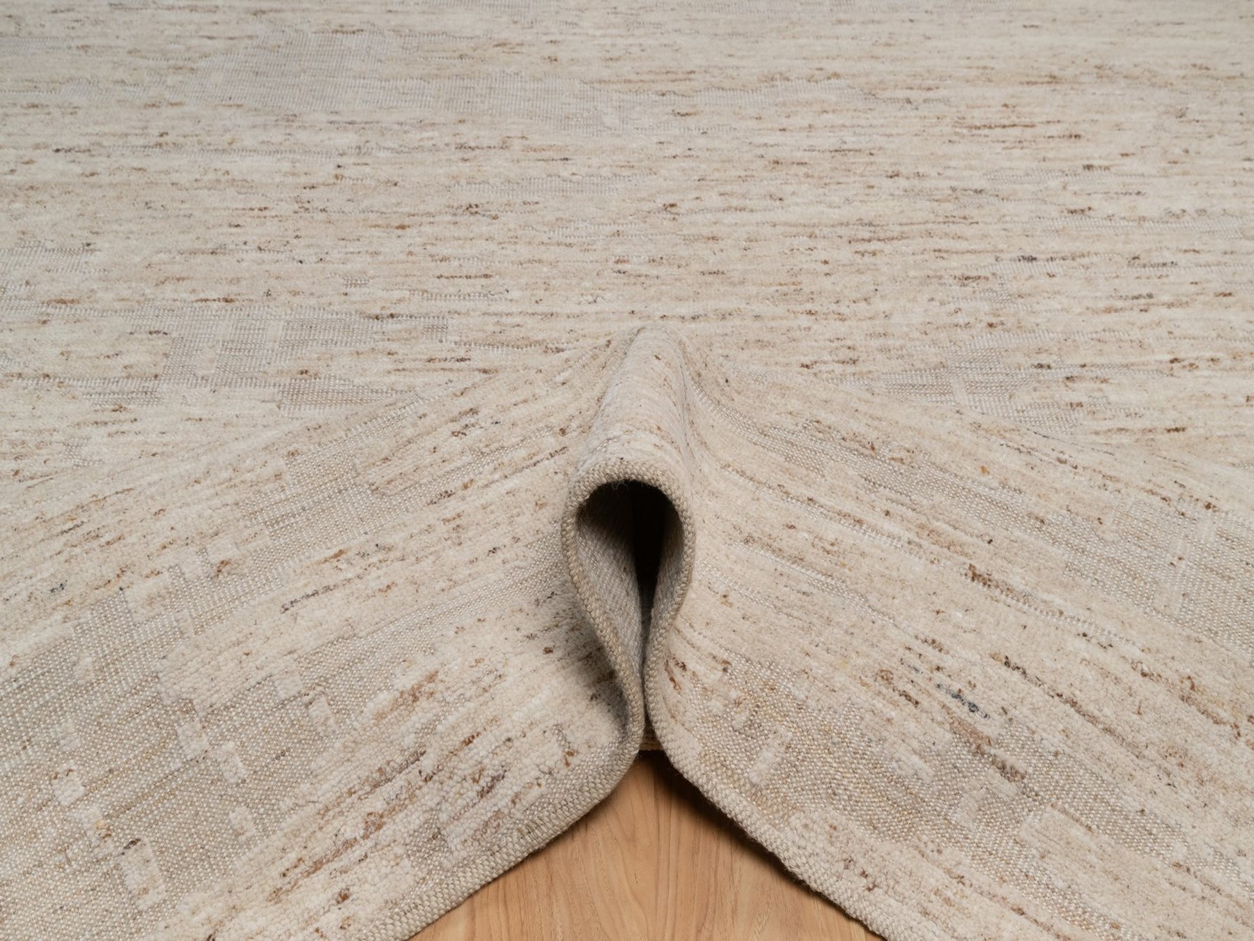 9'3"x12'2" Lace White, Hand Knotted, Modern Design, Textured with Hi and Low, Wool & Jute, Oriental Rug HR92871 - Image 5