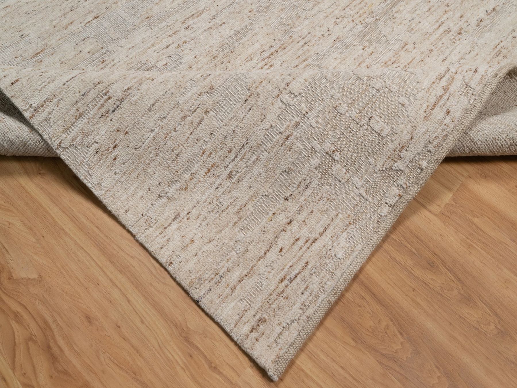 9'3"x12'2" Lace White, Hand Knotted, Modern Design, Textured with Hi and Low, Wool & Jute, Oriental Rug HR92871 - Image 6
