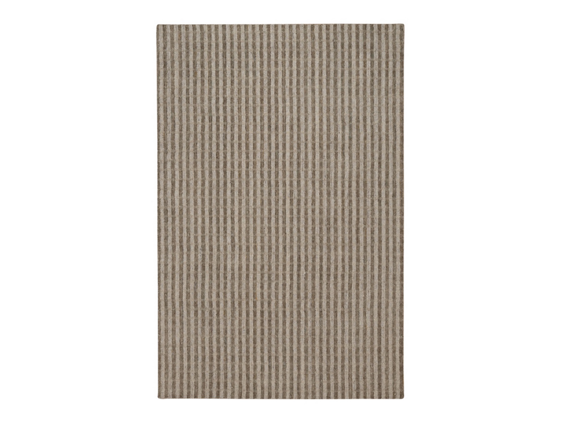6'x9'2" Tan and Beaver Brown, Vertical Stripes Design with Salt and Pepper Effect, Hand Loomed, Undyed Natural Wool, Oriental Rug HR92874