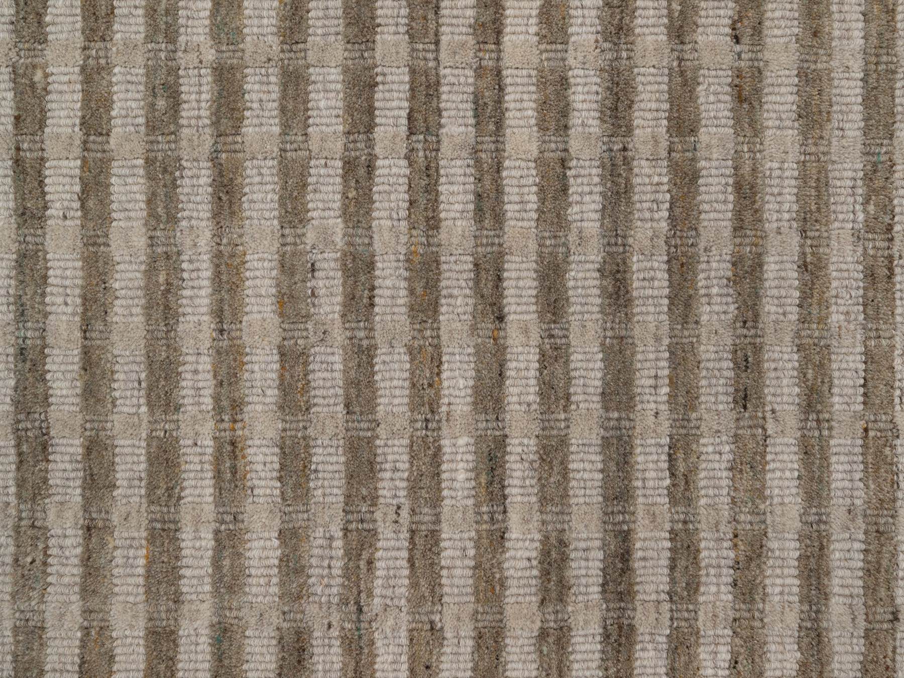 6'x9'2" Tan and Beaver Brown, Vertical Stripes Design with Salt and Pepper Effect, Hand Loomed, Undyed Natural Wool, Oriental Rug HR92874 - Image 8