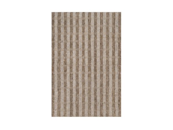 2'x3' Tan and Beaver Brown, Vertical Stripes Design with Salt and Pepper Effect, Hand Loomed, Undyed Natural Wool, Sample, Mat, Oriental Rug HR92879
