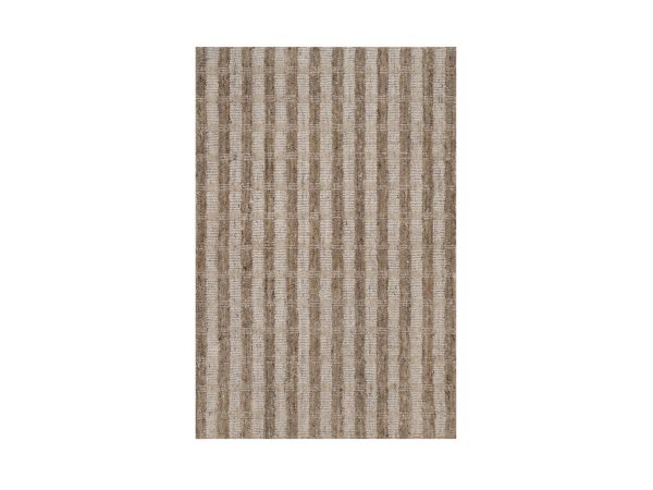 2'x3' Tan and Beaver Brown, Vertical Stripes Design with Salt and Pepper Effect, Undyed Natural Wool, Hand Loomed, Mat, Oriental Rug HR92880