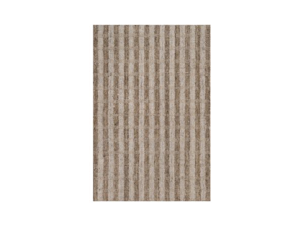 2'x3' Tan and Beaver Brown, Vertical Stripes Design with Salt and Pepper Effect, Hand Loomed, Undyed Natural Wool, Mat, Sample, Oriental Rug HR92881