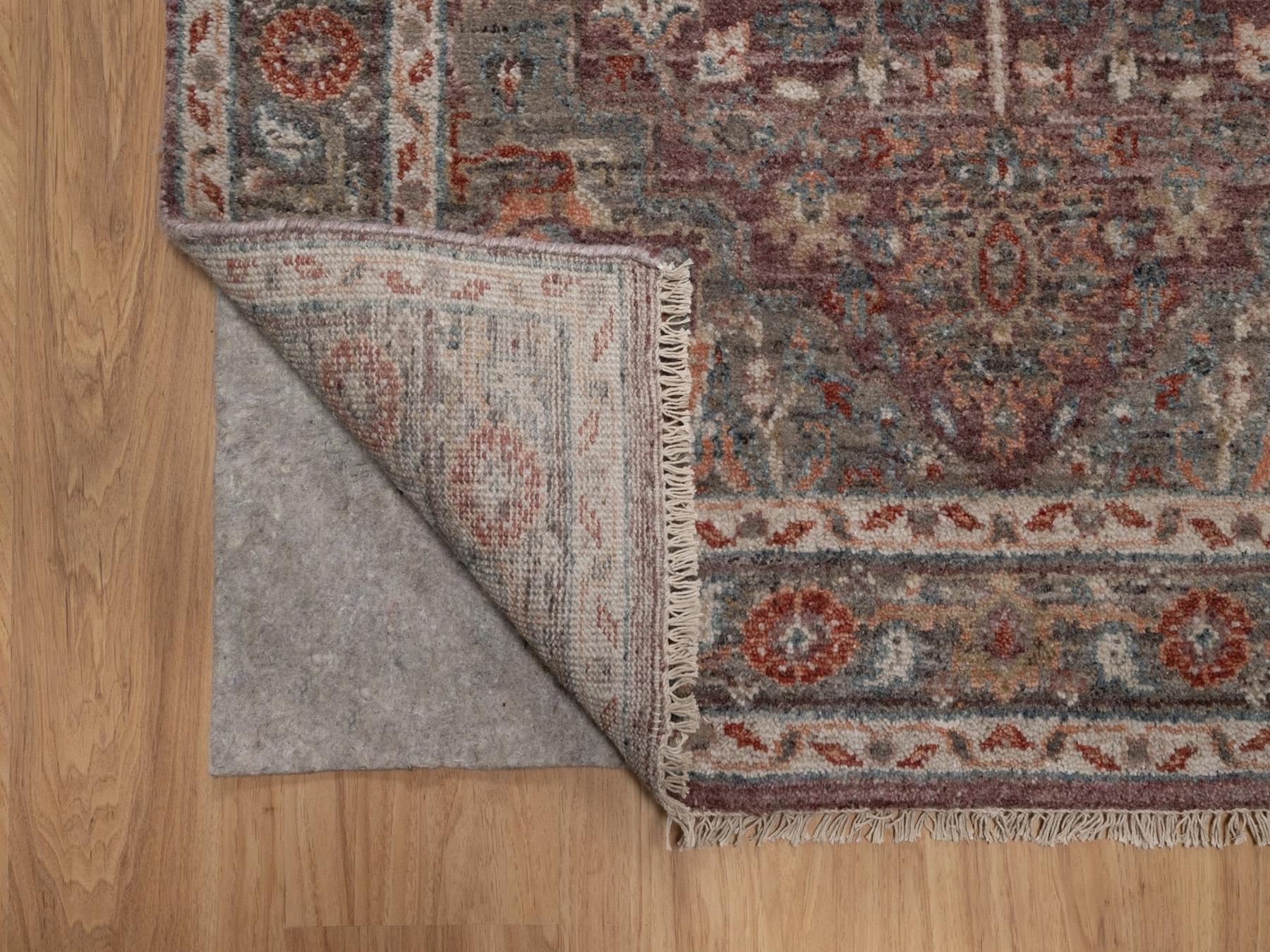 4'x9'10" Wine Red, Heriz Revival with Geometric Medallions, Hand Knotted, Soft Wool, Vegetable Dyes, Thick and Plush, Wide Runner, Oriental Rug HR92887 - Image 3