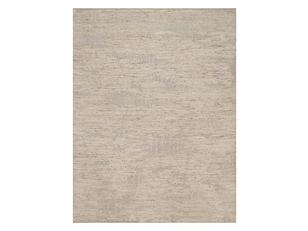 9'3"x12'1" Lace White, Modern Design, Textured with Hi and Low, Wool & Jute, Hand Knotted, Oriental Rug HR92888
