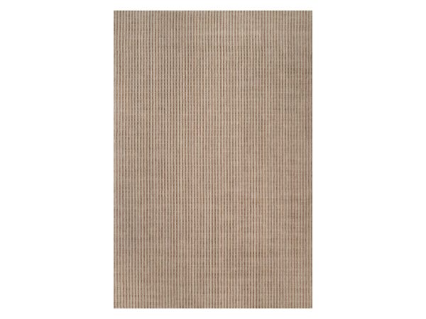 12'1"x18'3" Tan and Beaver Brown, Vertical Stripes Design with Salt and Pepper Effect, Hand Loomed, Undyed Natural Wool, Oversized, XL, Oriental Rug HR92895