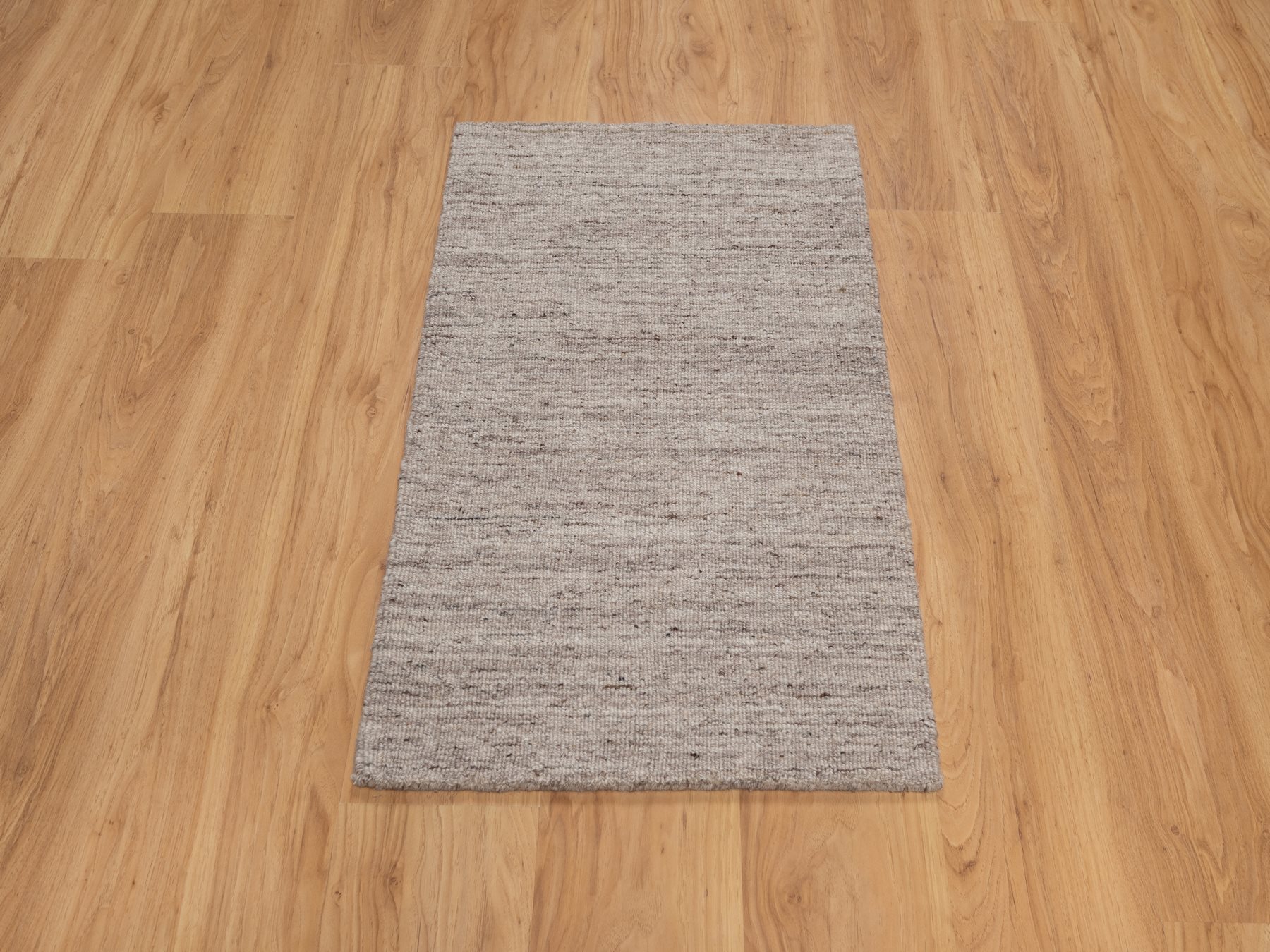 2'x3' French Oak Brown, Modern Plain Design, Textured, Hand Loomed, Natural Wool, Sample, Mat, Oriental Rug HR92900 - Image 2