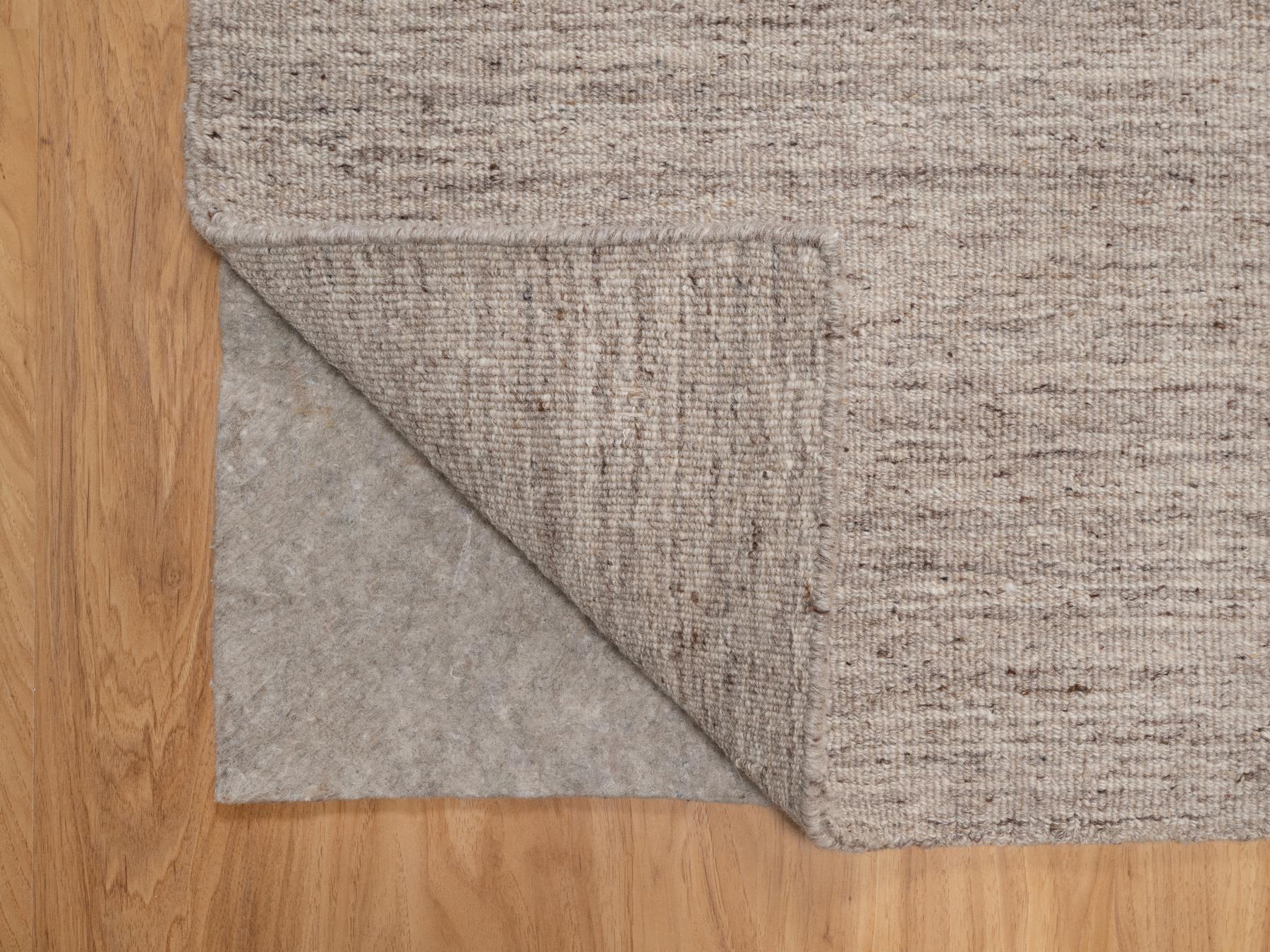2'x3' French Oak Brown, Modern Plain Design, Textured, Hand Loomed, Natural Wool, Sample, Mat, Oriental Rug HR92900 - Image 3