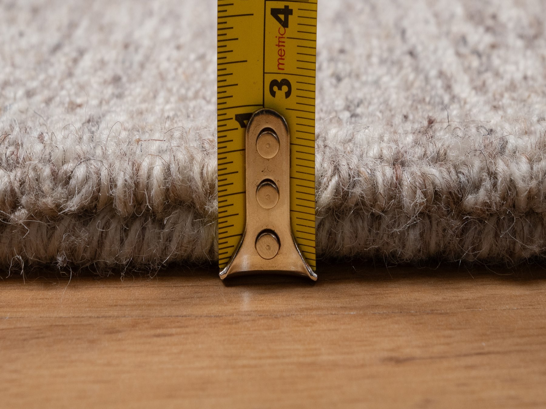 2'x3' French Oak Brown, Modern Plain Design, Textured, Hand Loomed, Natural Wool, Sample, Mat, Oriental Rug HR92900 - Image 7