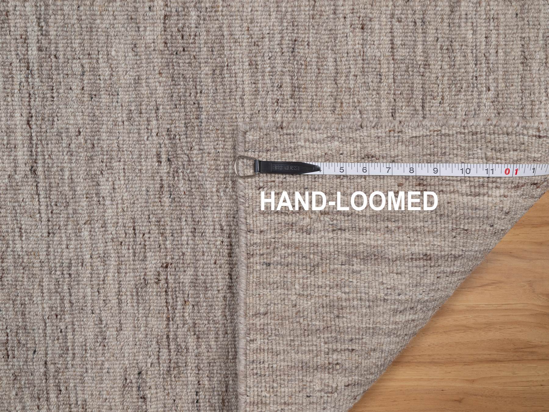 2'x3' French Oak Brown, Modern Plain Design, Textured, Hand Loomed, Natural Wool, Sample, Mat, Oriental Rug HR92900 - Image 8