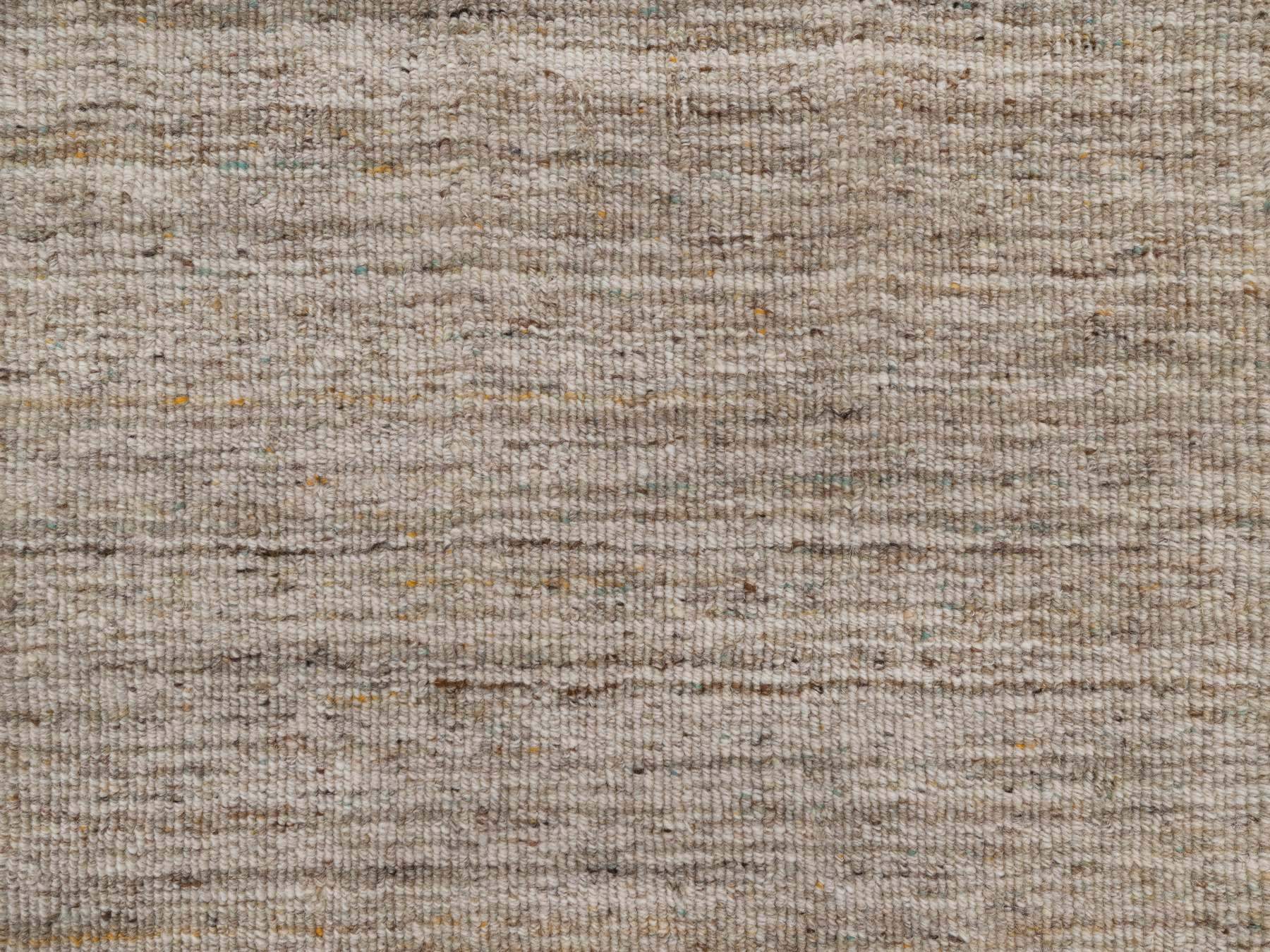 2'x3' Tan Brown, Hand Loomed, Modern Plain Design, Textured, Natural Wool, Mat, Sample, Oriental Rug HR92903 - Image 5
