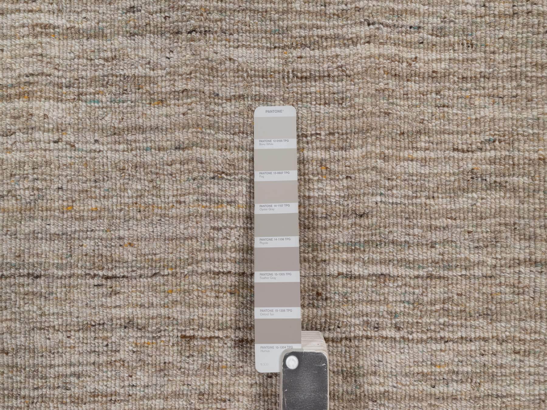 2'x3' Tan Brown, Modern Plain Design, Textured, Hand Loomed, Natural Wool, Mat, Sample, Oriental Rug HR92904 - Image 4