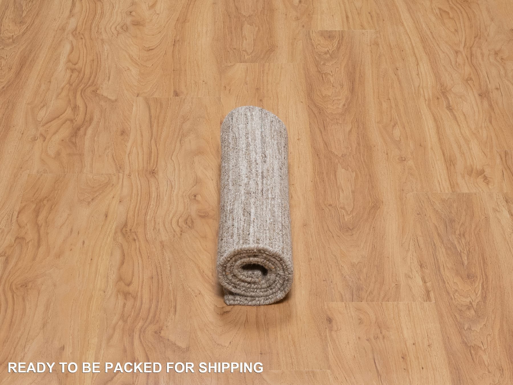 2'x3' Tan Brown, Modern Plain Design, Textured, Hand Loomed, Natural Wool, Mat, Sample, Oriental Rug HR92904 - Image 6