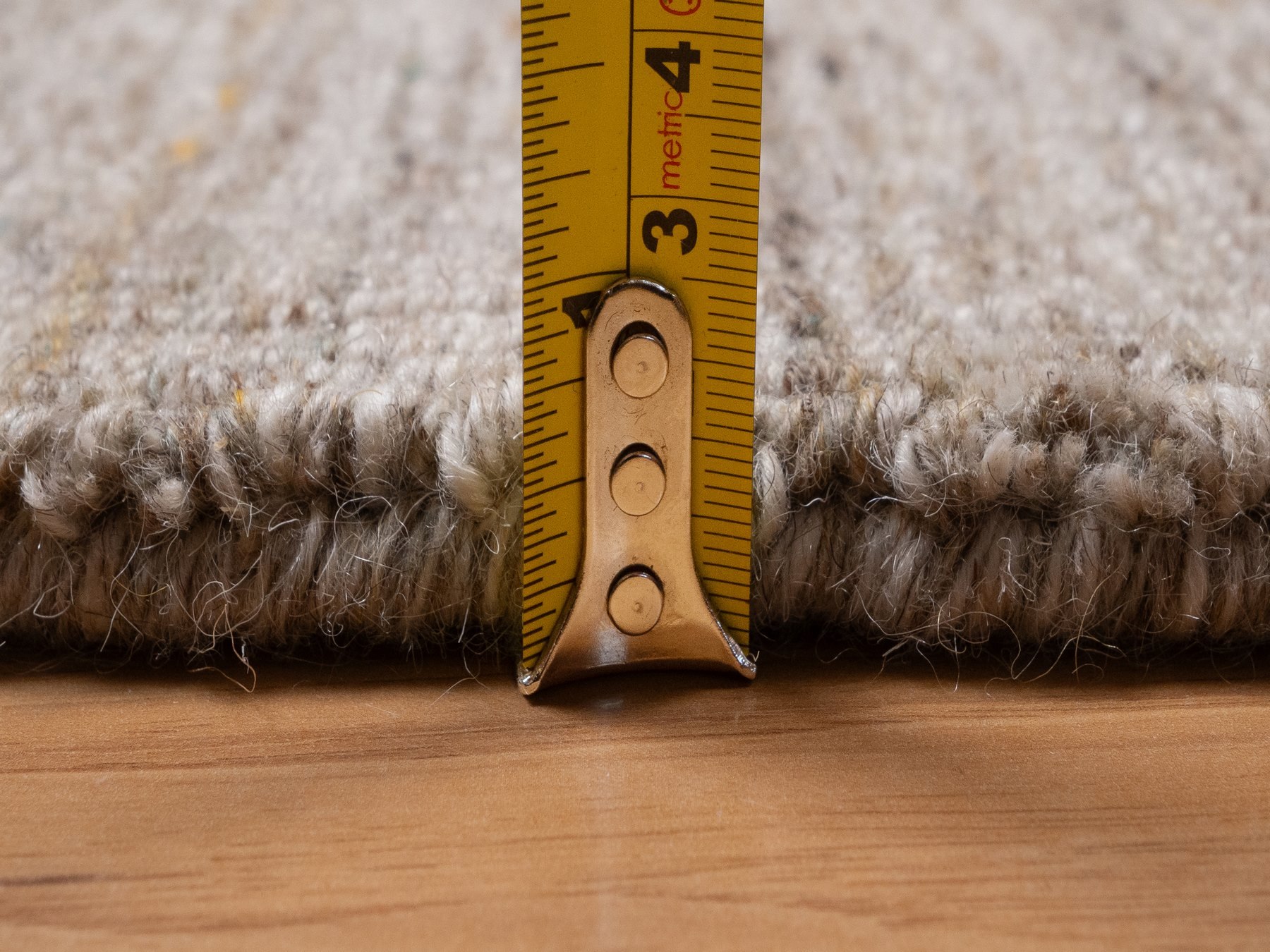 2'x3' Tan Brown, Modern Plain Design, Textured, Hand Loomed, Natural Wool, Mat, Sample, Oriental Rug HR92904 - Image 7